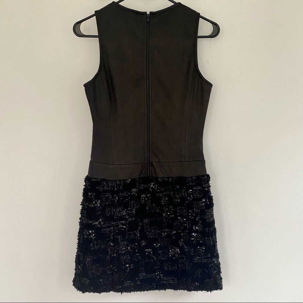 5/48 Black Metallic Sequin Wool Sleeveless Formal Dress - Picture 6 of 7